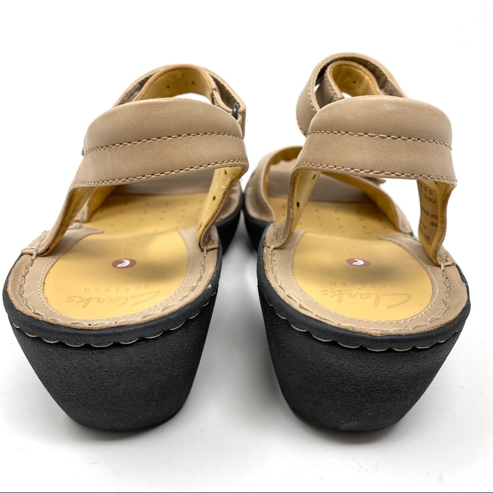 Clarks Un Dory Light Tan Leather wedge sandal WIDE - Picture 6 of 7